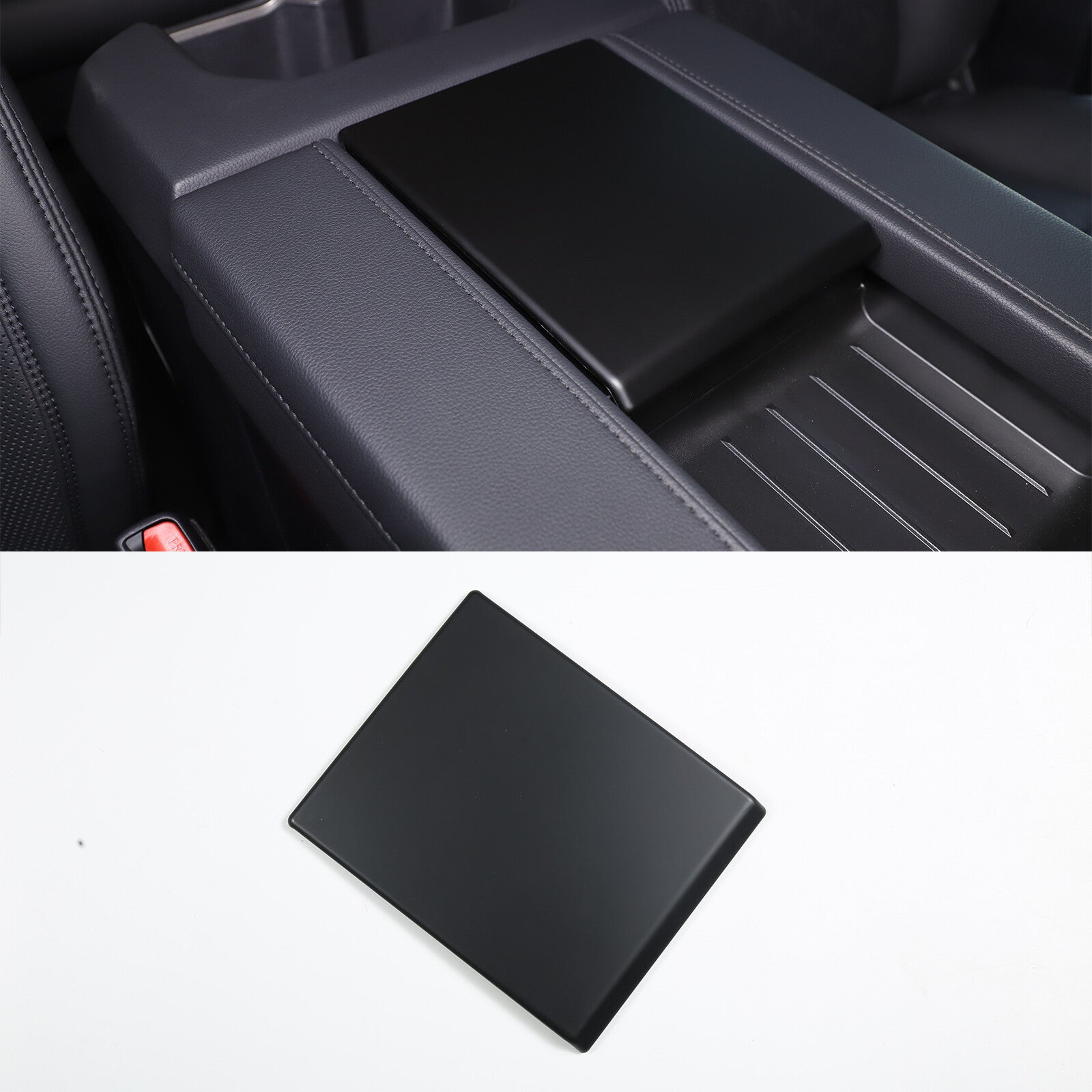Matte black ABS center armrest, armrest box cover decorative panel for Tundra 2022-2023. n