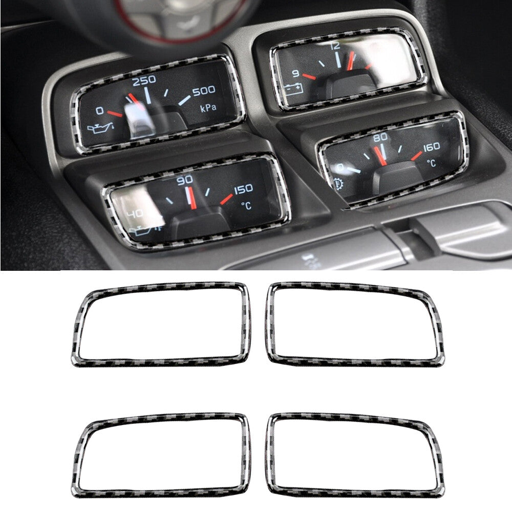 Carbon Fiber Console Climate Gauge Frame Cover Trim for Chevrolet Camaro 2010-15