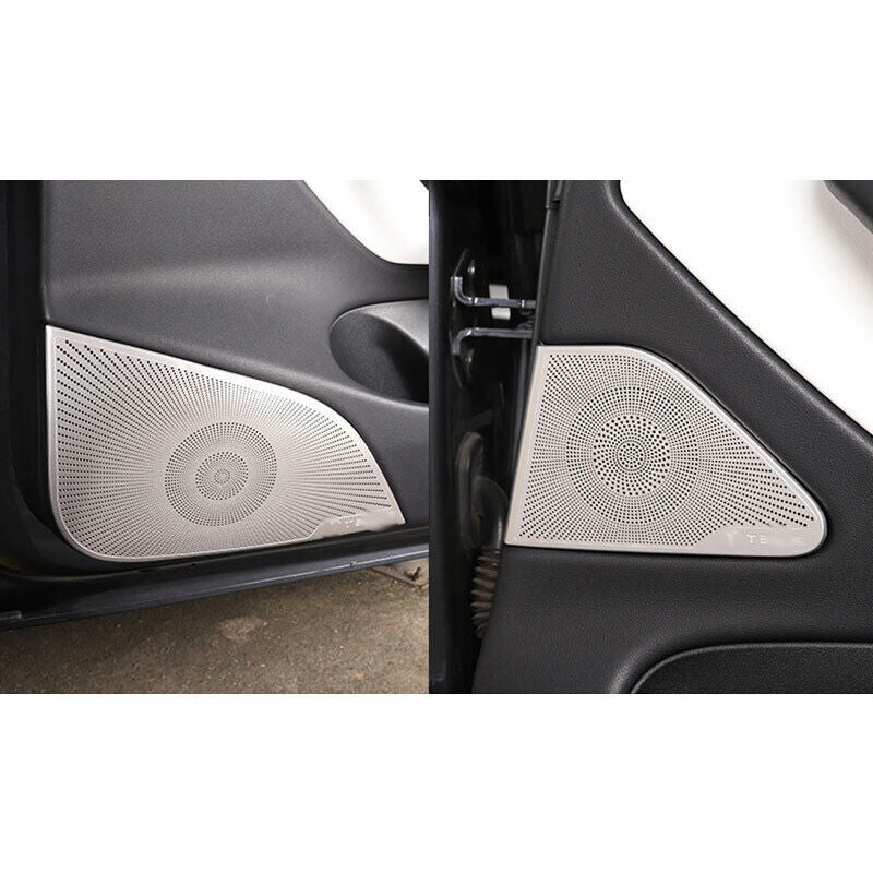 6pc for Tesla Model 3 2017-2023 Silver Steel Inner Door Speaker Frame Cover Trim
