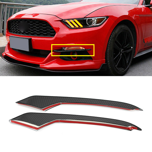 Carbon Fiber Front Fog Light Lamp Eyebrow Cover Trim Fit for Ford for Mustang 2015 16 17