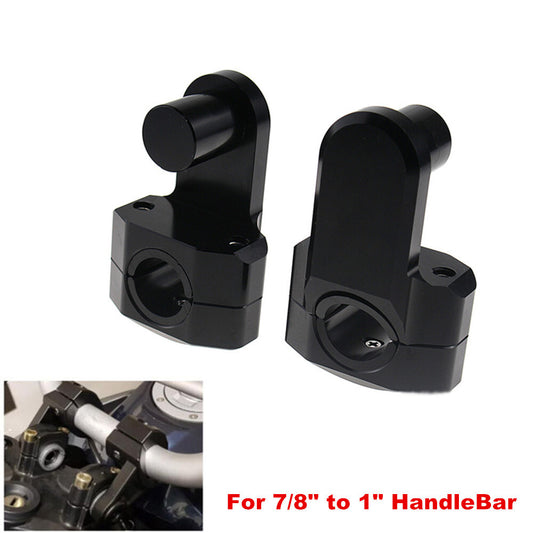 2-Piece Motorcycle Handlebar Clip Stem Adapter for 7/8 to 1 Inch Off-Road Bikes and All-Terrain Vehicles - Black n