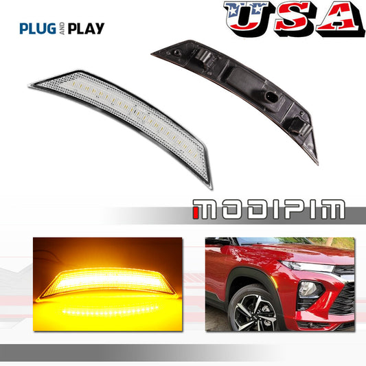 AMBER LED Clear Front Fender Side Marker Lights for 2021 - 2022 for Trailblazer - v