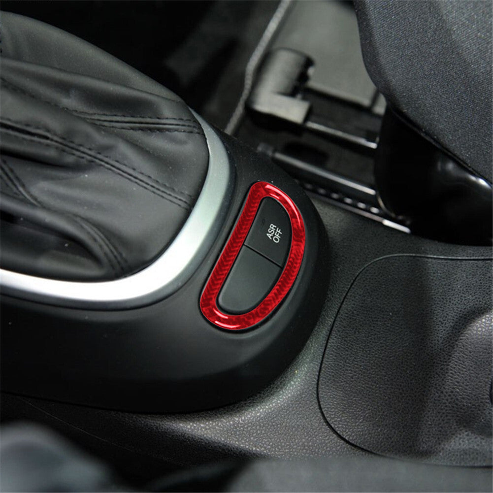 Red Carbon Fiber Gear Shift Floor Console Buttons Cover Trim For 14-17 for Fiat 500L