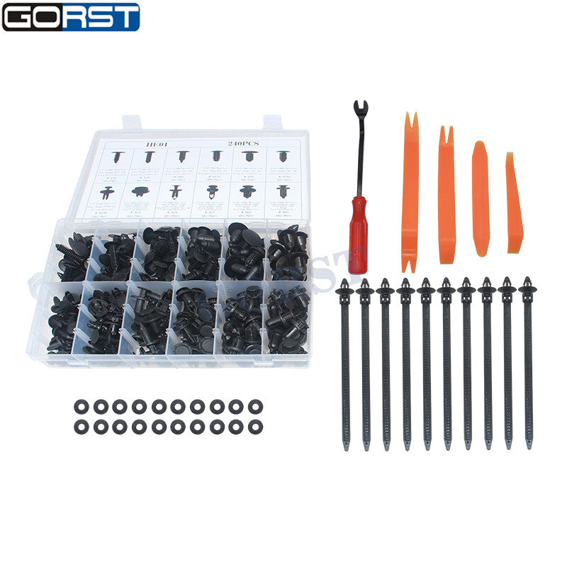 240pcs Set Plastic Rivets Fastener Fender Bumper Push Clips With Tool For v