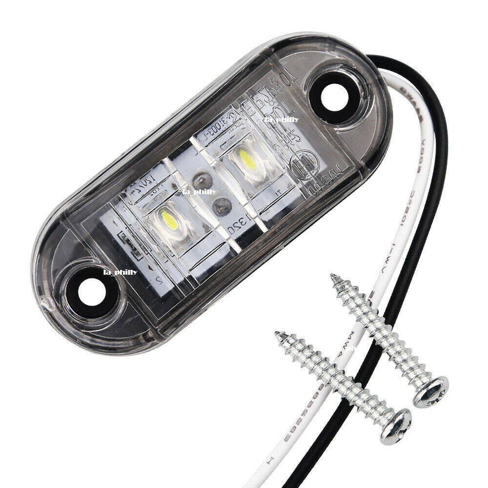 10Pcs 2 LED 12V / 24V Vehicles Truck Lorry Side Marker Turn Lamp Lights-White Q