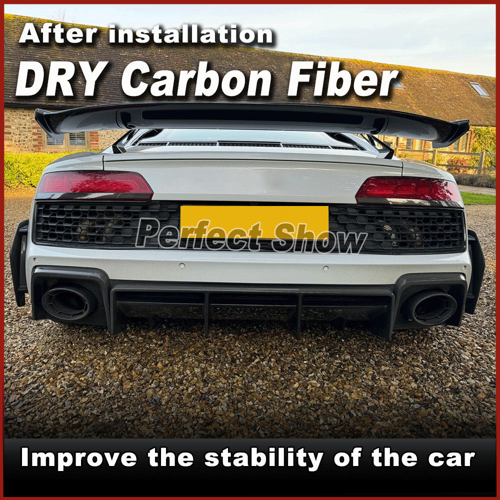 for Audi R8 V10 GT 2Door 2022-2024 DRY CARBON Rear Bumper Fins Canards Splitter