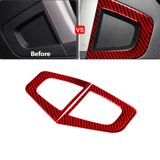 2x Red Carbon Fiber Left Of Climate Control Cover Trim For Fiesta 2011-2015 v
