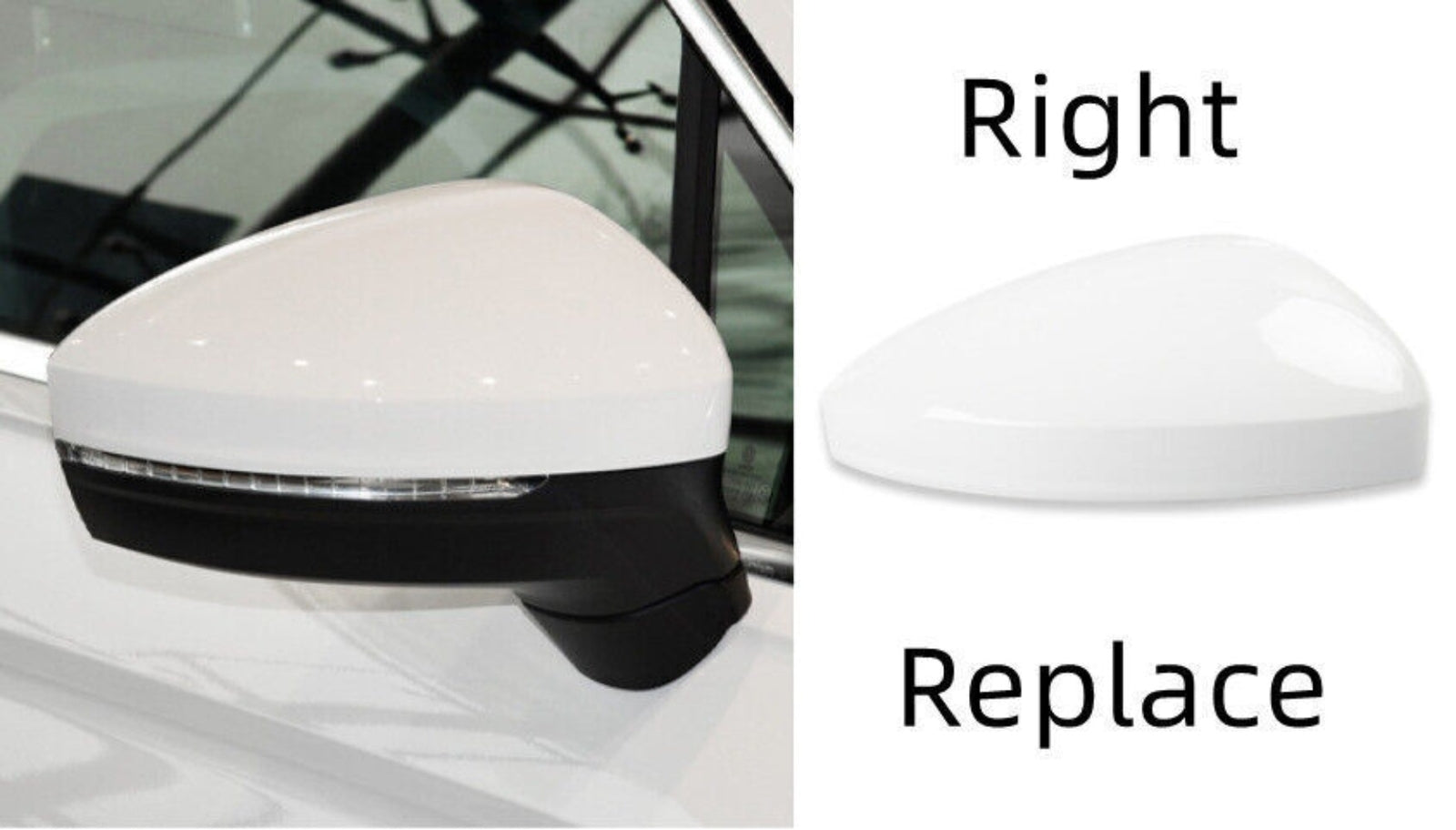 Right RearView Mirror Cover Replace for Tiguan 2018-2022 White New n
