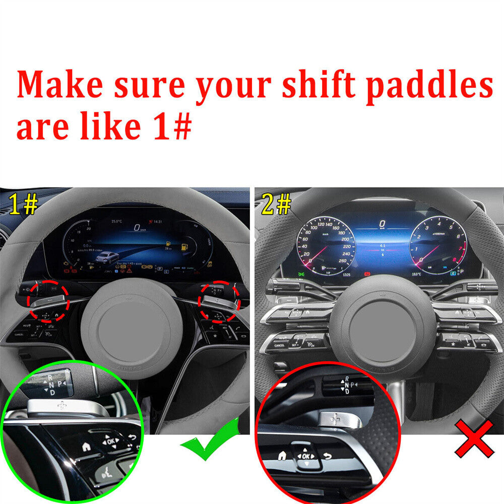 Real Carbon Fiber Steering Wheel Paddles Shifter Trim for Benz C S E Class 2021+