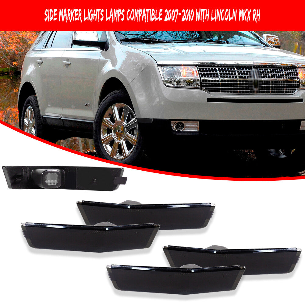 for Lincoln MKX 07-10 Smoked Front and Rear Left Side Marker Light Cover 4 pcs - v