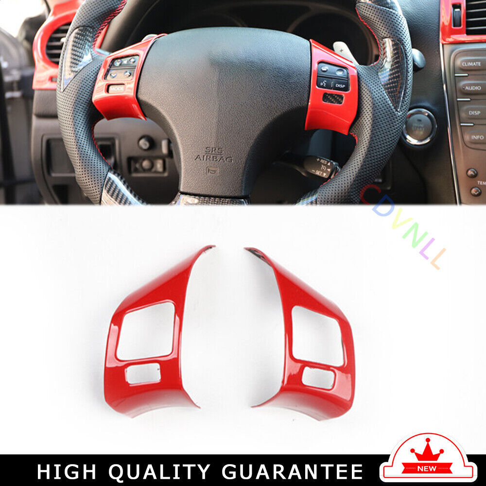 Car Steering Wheel Button Frame Trim Fit for Lexus IS 2006 2010-2011 Bright Red
