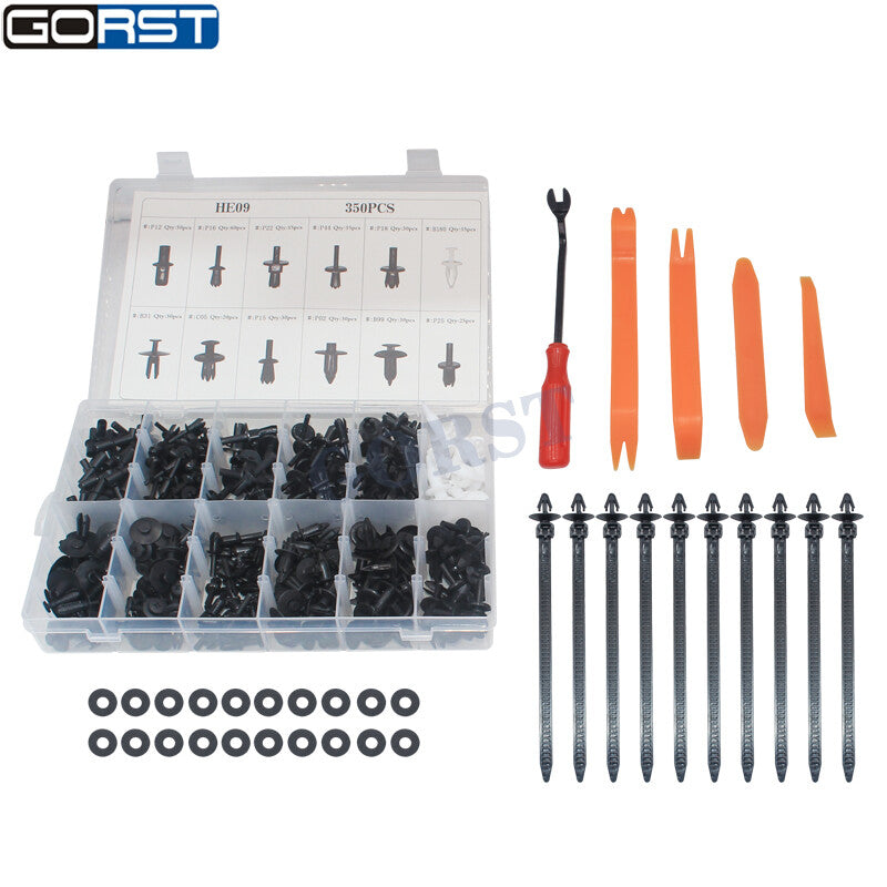 350 Clips + Tools Bumper Fender Door Panel Decorative Fasteners Plastic Pin Holders HE09
