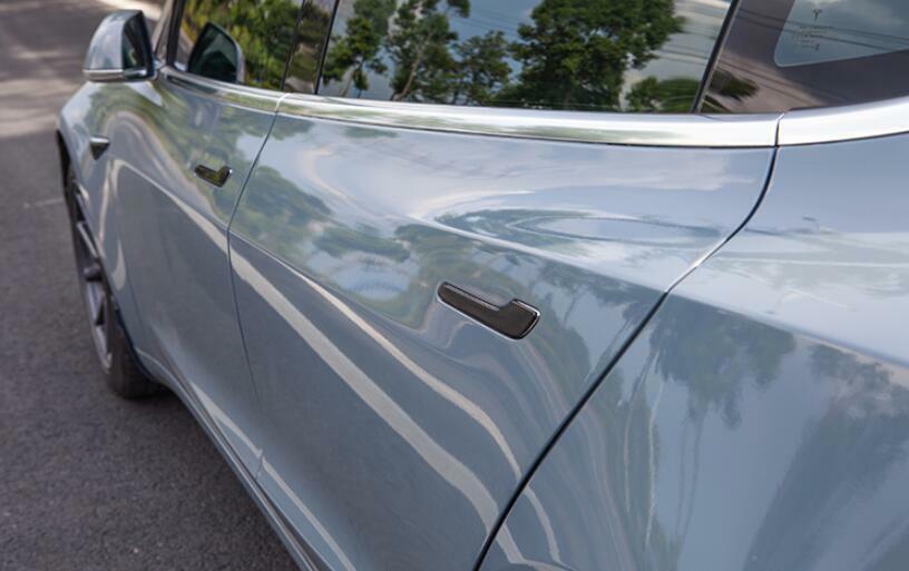 Matt Carbon ABS Outside Door Handle Cover Trim 4pc For Model 3 2017-2021 n
