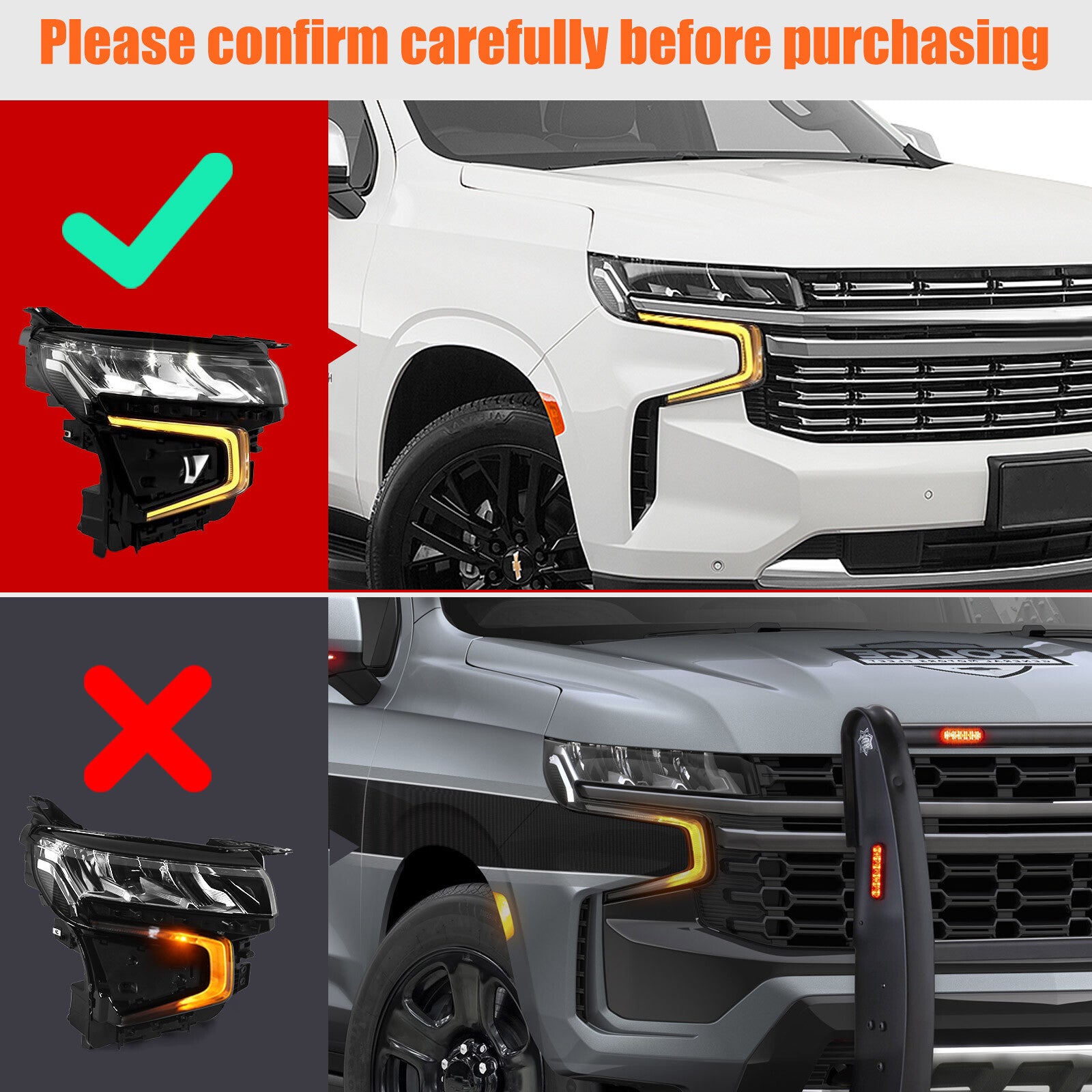 For 2021-2023 for Chevy Tahoe Suburban Full LED Headlight Lamp Passenger Right Side