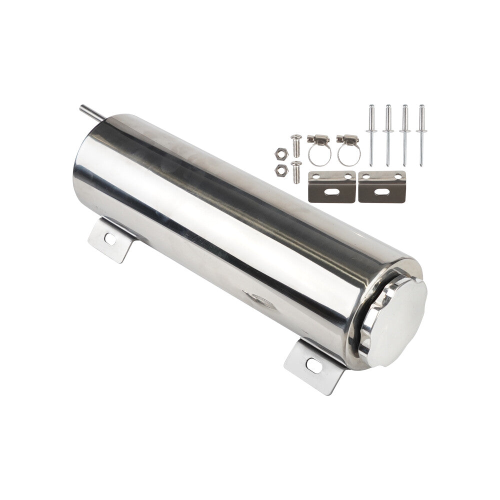 3-inch x 10-inch radiator overflow Puke can, polished stainless steel, 32 oz.