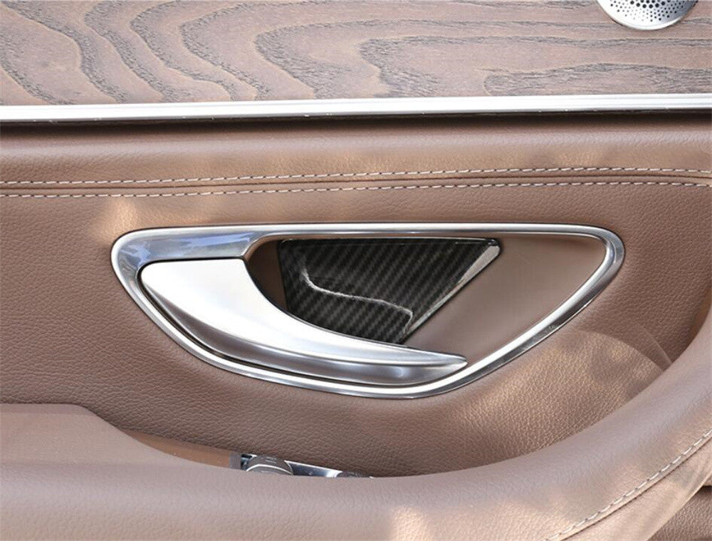 Carbon ABS Inner Door Handle Bowl Cover for Benz C E GLC Class W205 W213 2016-22