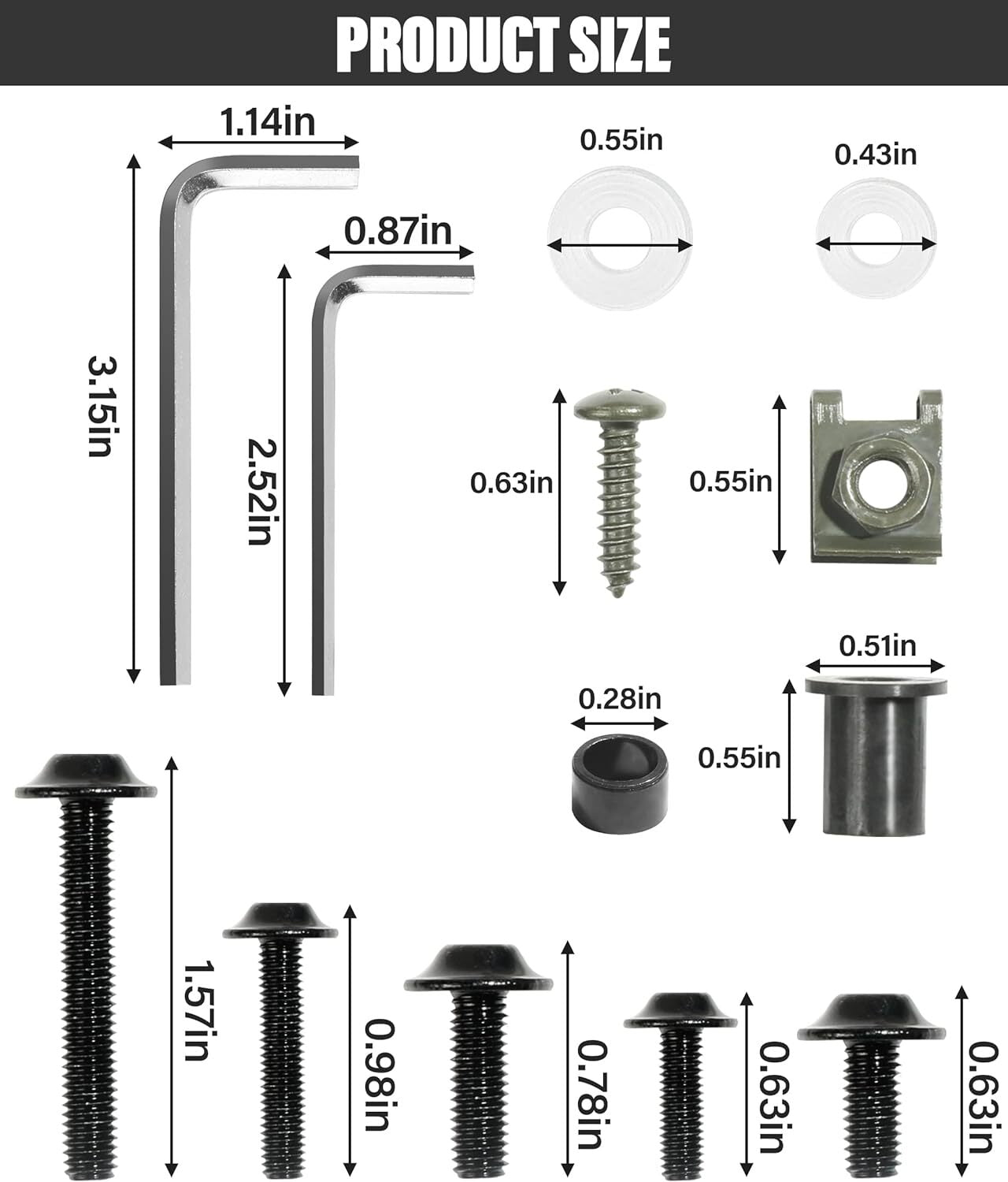 177Pcs Complete Fairing Bolt Kit Body Screws Fit For Motorcycle Bicycles Black