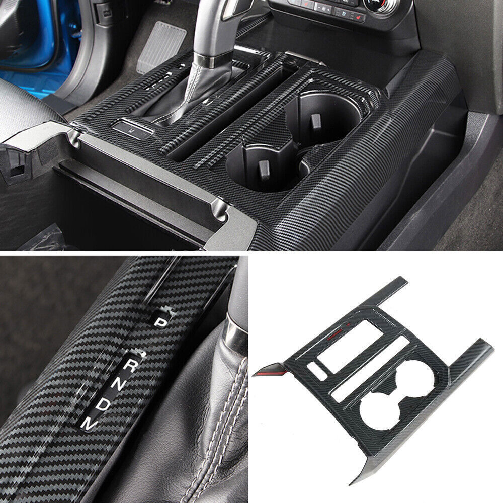 ABS Carbon Gear Shift Panel Water Cup Cover Trim For F150 2017-2020 n