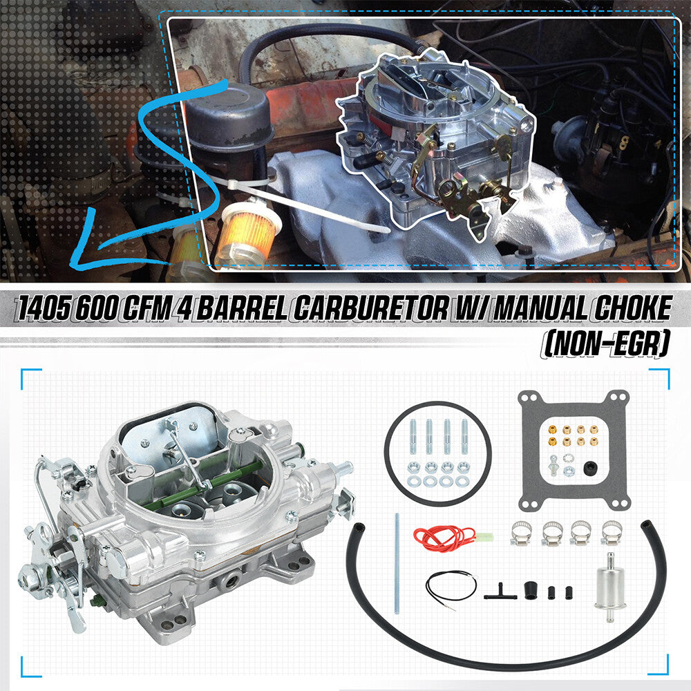 4 Barrel Carburetor Manual Choke Carburetor For Edelbrock 1405 Performer 600 CFM