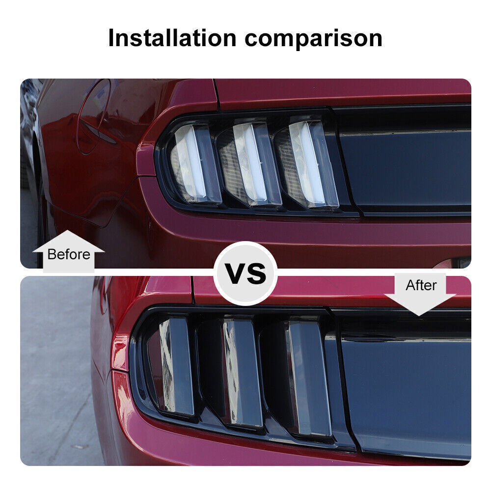 Smoked Black Tail Light Lamp Cover Guard Trim Bezels for Ford for Mustang 2015-2017