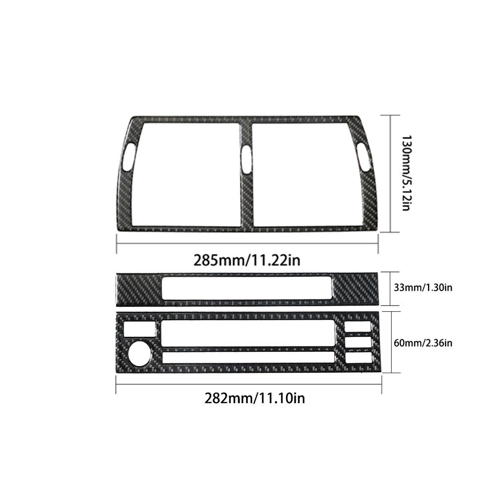 3X Carbon Fiber CD Control Panel Trim for BMW X5 2000-2006