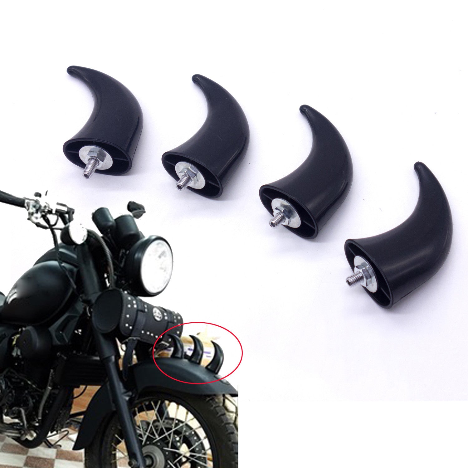 Motorcycle Black Front Fender Horns Decoration Chopper Bobber Touring Cafe Racer Q