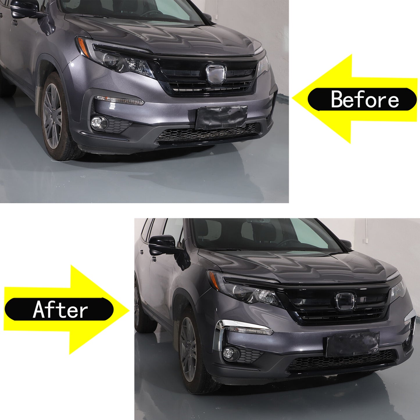 Chrome front fog light stripe protective cover trim for Honda Pilot 2019 - 2022 (2 pieces) n