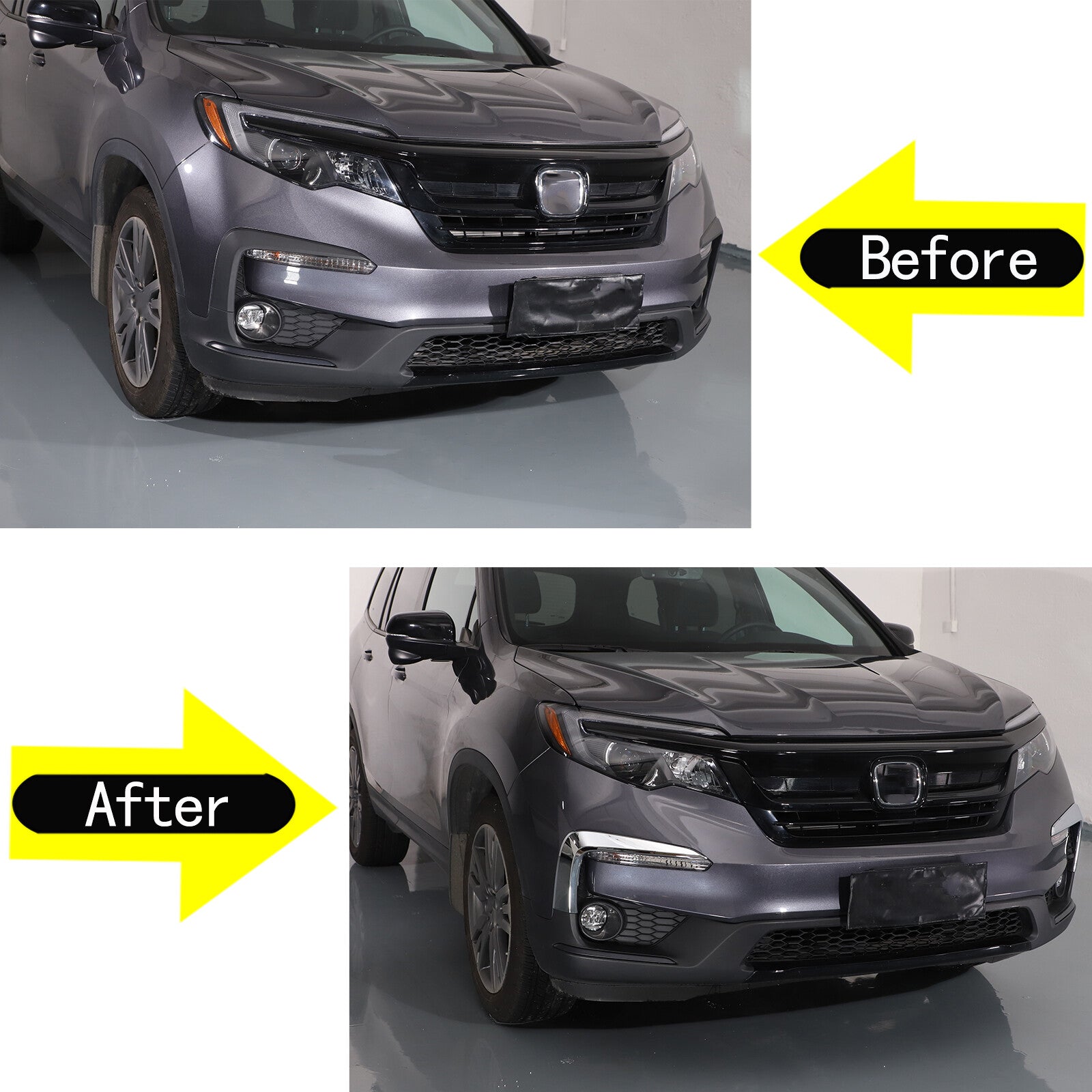 Chrome front fog light stripe protective cover trim for Honda Pilot 2019 - 2022 (2 pieces) n