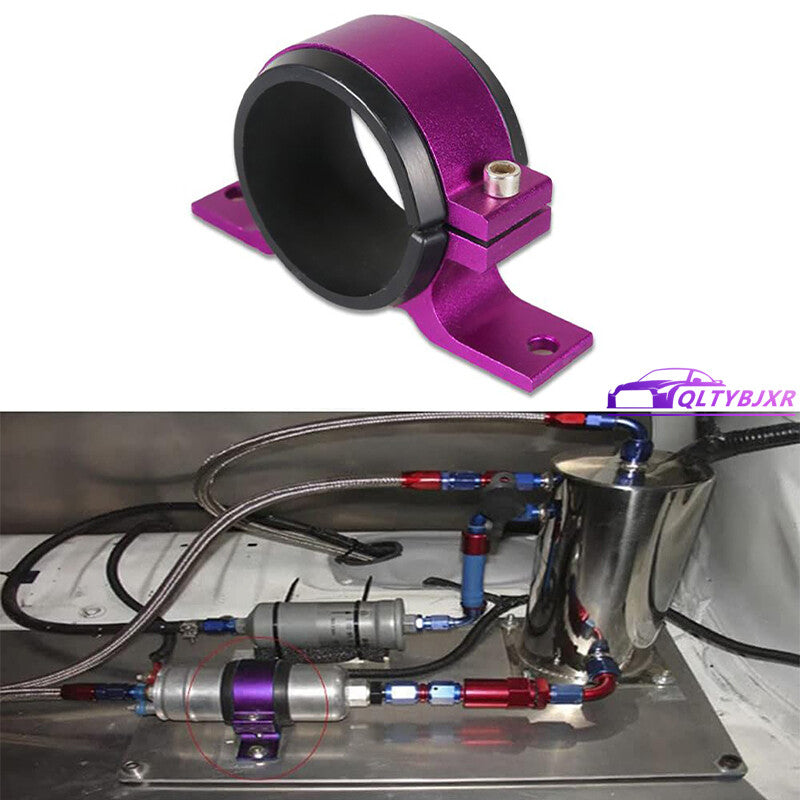 1Pc 50mm Filter Mounting Bracket Inline Fuel Pump Mount Clamp Aluminum Purple