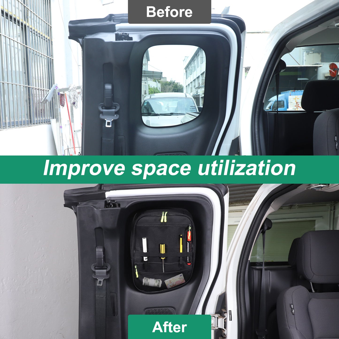 Rear door window mounting side storage bags for Nissan Frontier 2022-2024 2DR Q