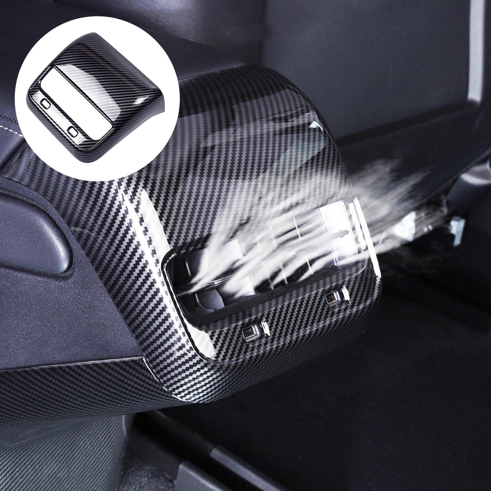 Smooth carbon fiber rear vent socket cover trim for Model 3/Y 2017-23 n