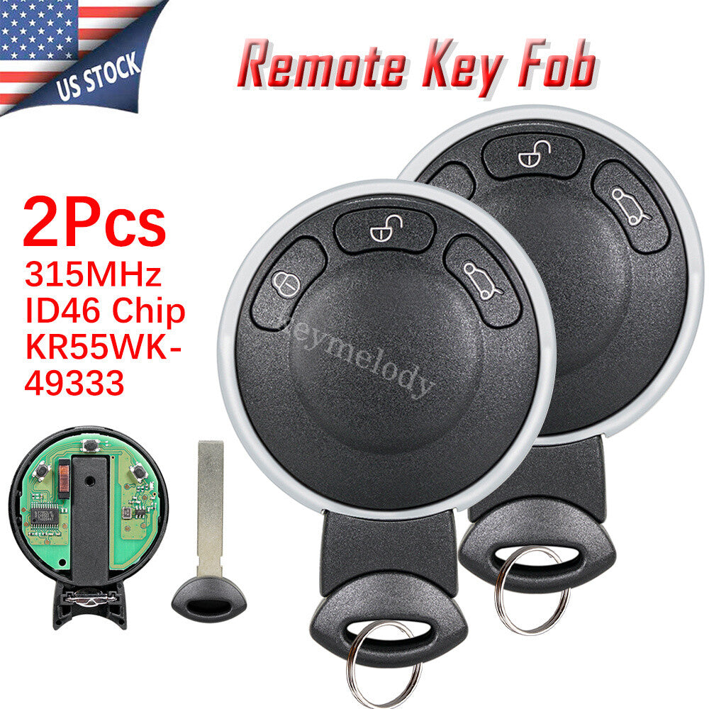 2 for 2007 2008 2009 2010 2011 2012 2013 2014 for Mini Cooper Remote Key Fob 3button Q