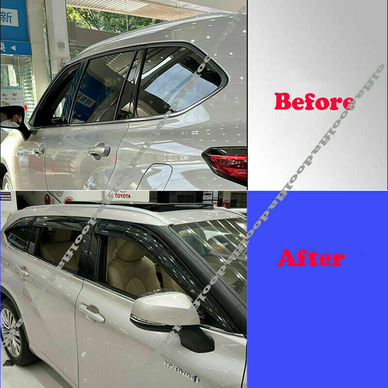 Black Window Visor Vent Shades Sun Rain Guards for Toyota Highlander 2020-2023