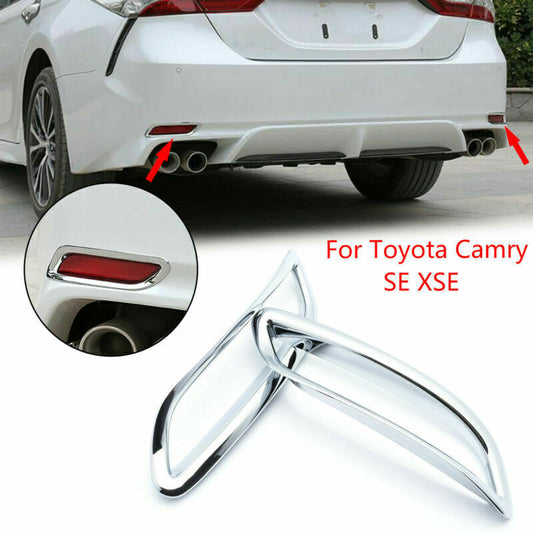 ABS Chrome Rear Bumper Fog Lamp Light Cover Trim for Toyota for Camry SE XSE 2018-20