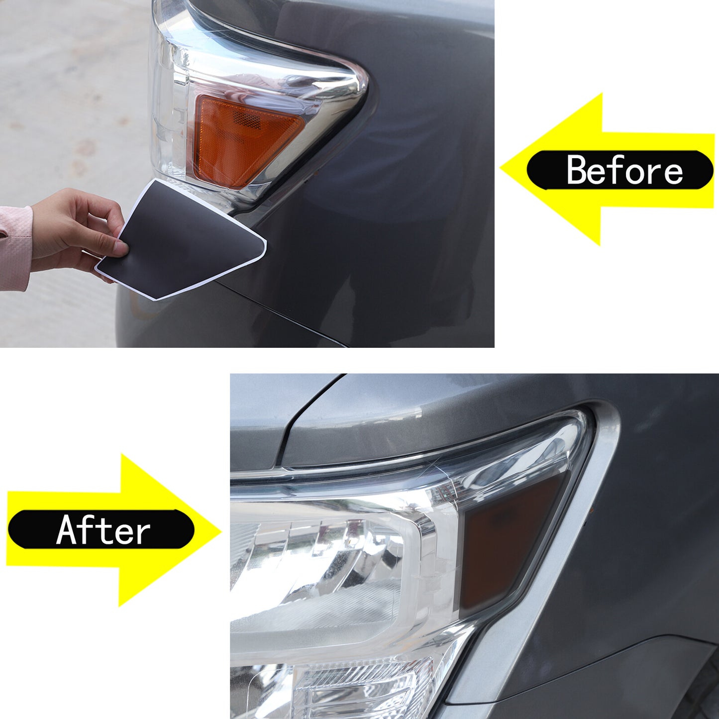 Suitable for 2016-2022 Titan headlights with smoked pre-cut vinyl front side markings. n