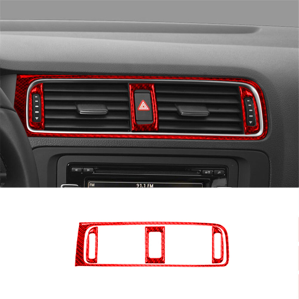 4Pcs Carbon Fiber Interior Rear Door Handle Cover Trim For Fiesta 2011-2015 v