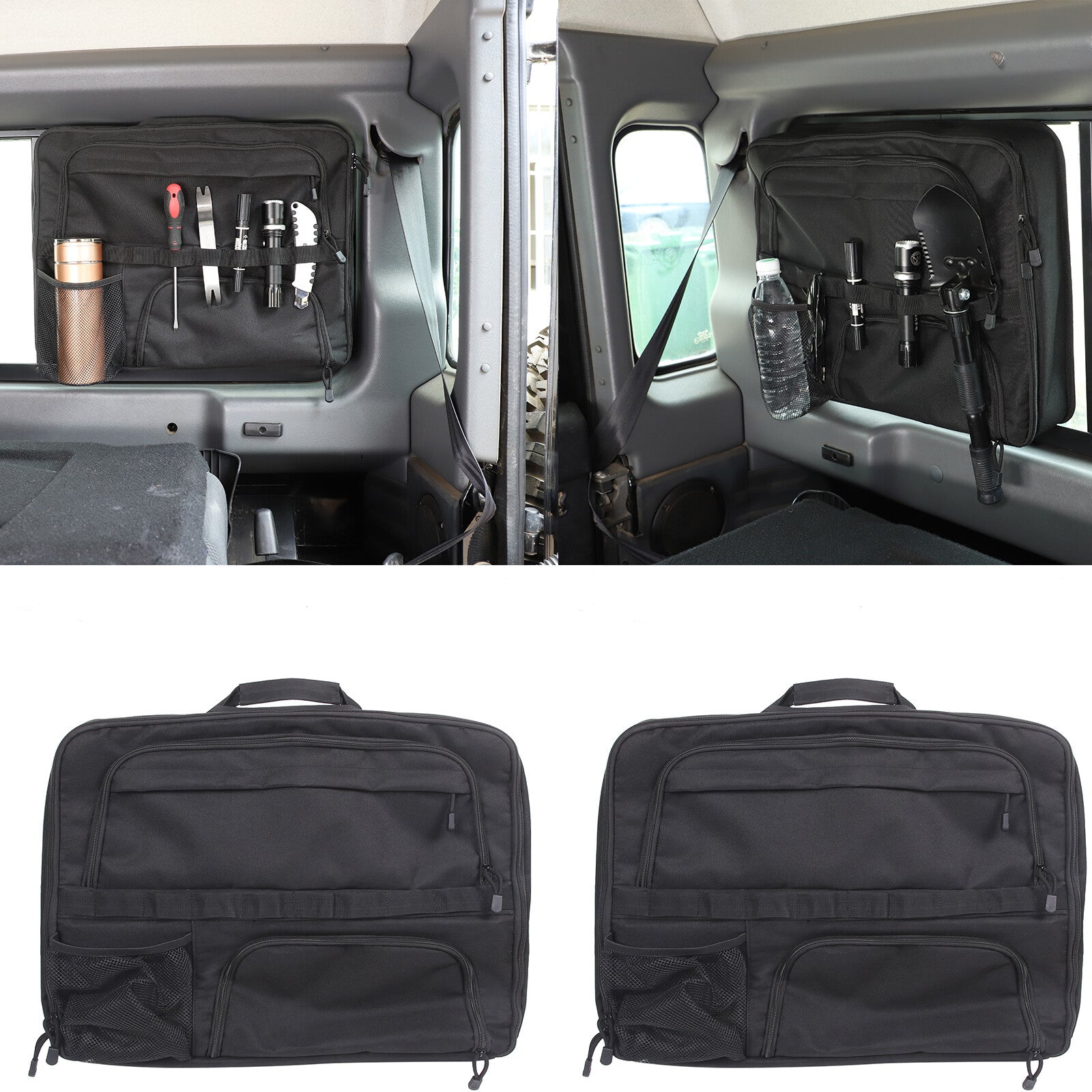 2-Pack Rear Quarter Window Glass Storage Bags for Land Rover for Defender 2004-2018 Q