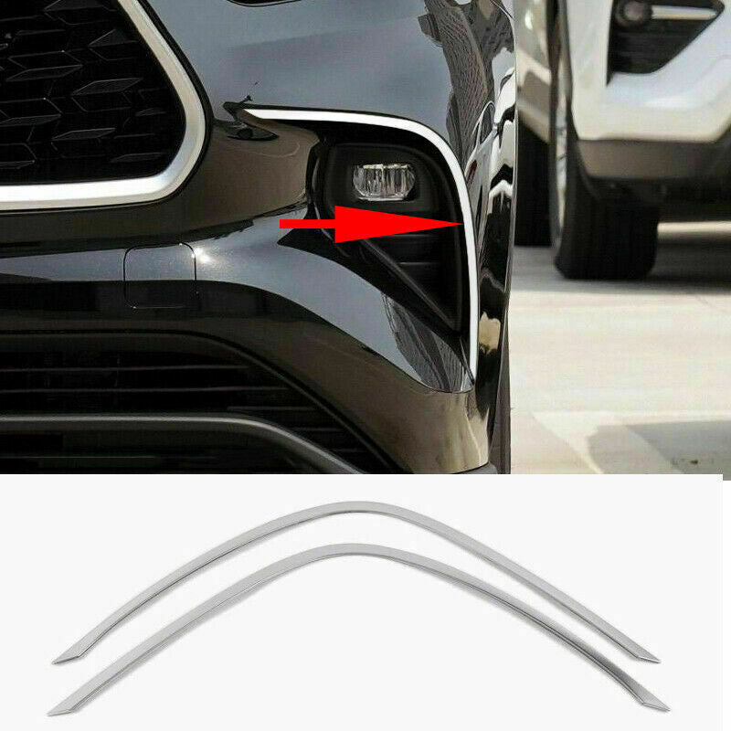 for Toyota Highlander 2020-2023 Stainless Front Fog Light Lamp Trim Eyelid Strip
