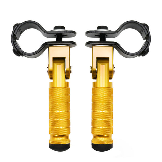 2x Gold Motorcycle Folding Rear Footpeg Kit Footrests Foot Peg Pedals 30mm-32mm