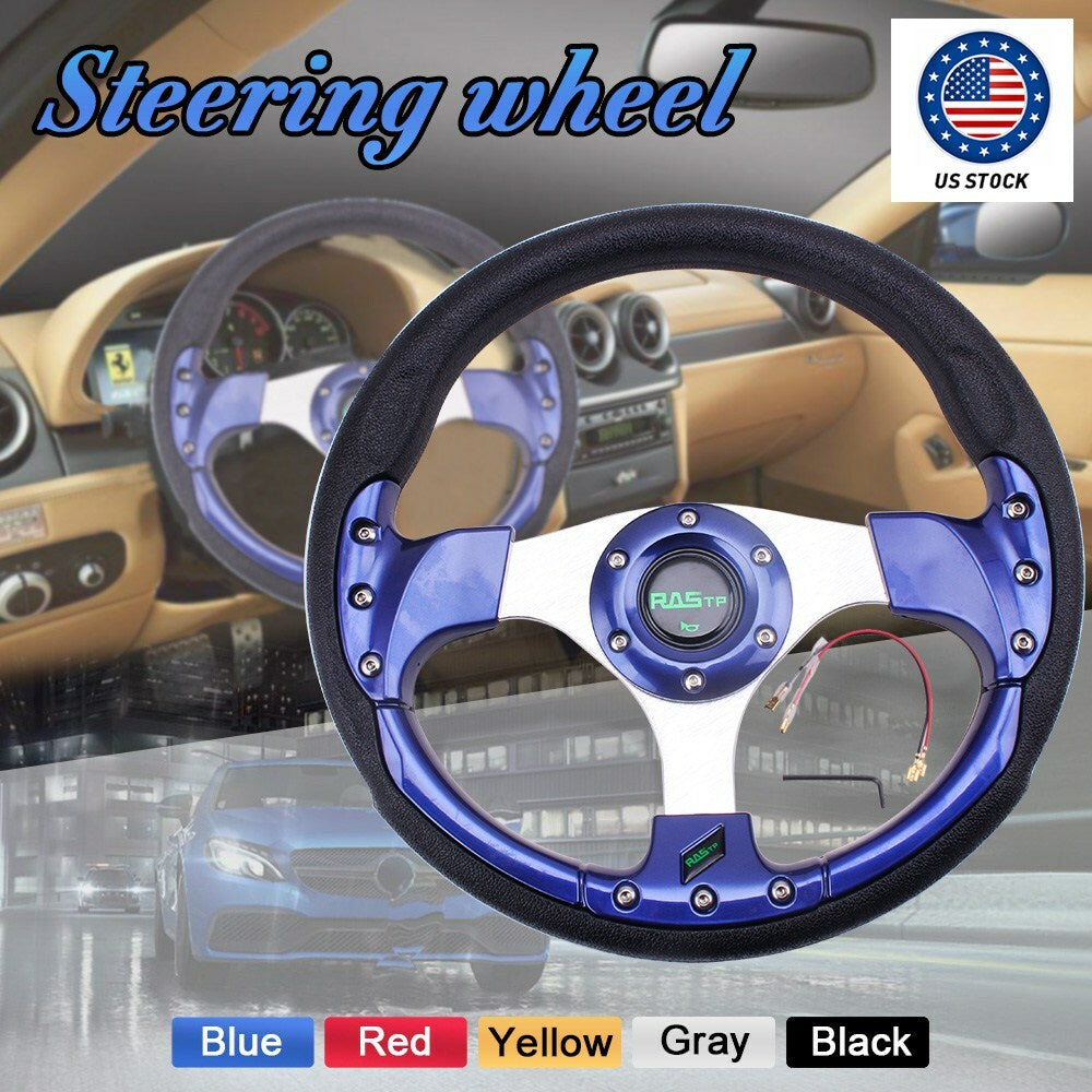 Blue 13inch 320mm Universal Drifting Racing Sport Lightweight Steering Wheel US