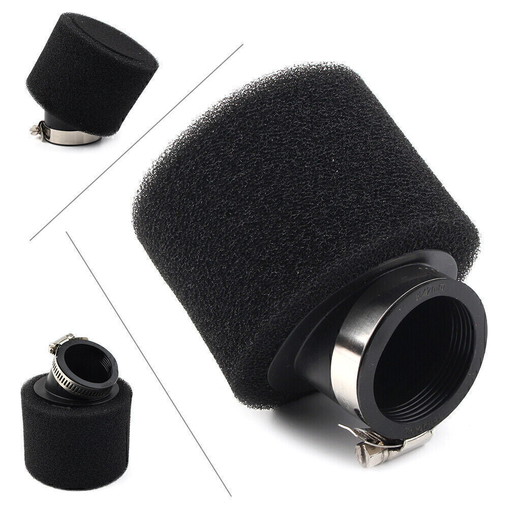 Black 42mm Bent Angled Foam Air Filter ATV Quad Go Kart CRF XR Pit Dirt Bikes Q