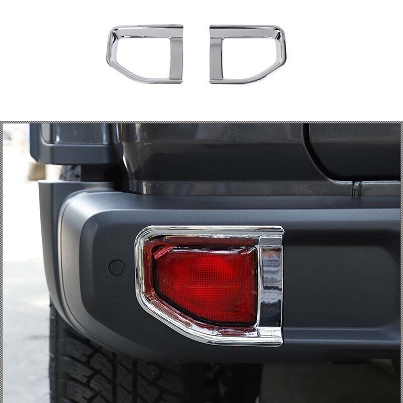 2PCS Cover Trim Chrome Rear Fog Light Lamp ABS for Jeep for Wrangler JL 2018-2020