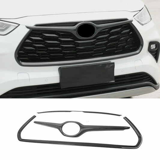 Carbon Fiber ABS Front GrillGrille Frame Cover for Toyota Highlander 2020-2023