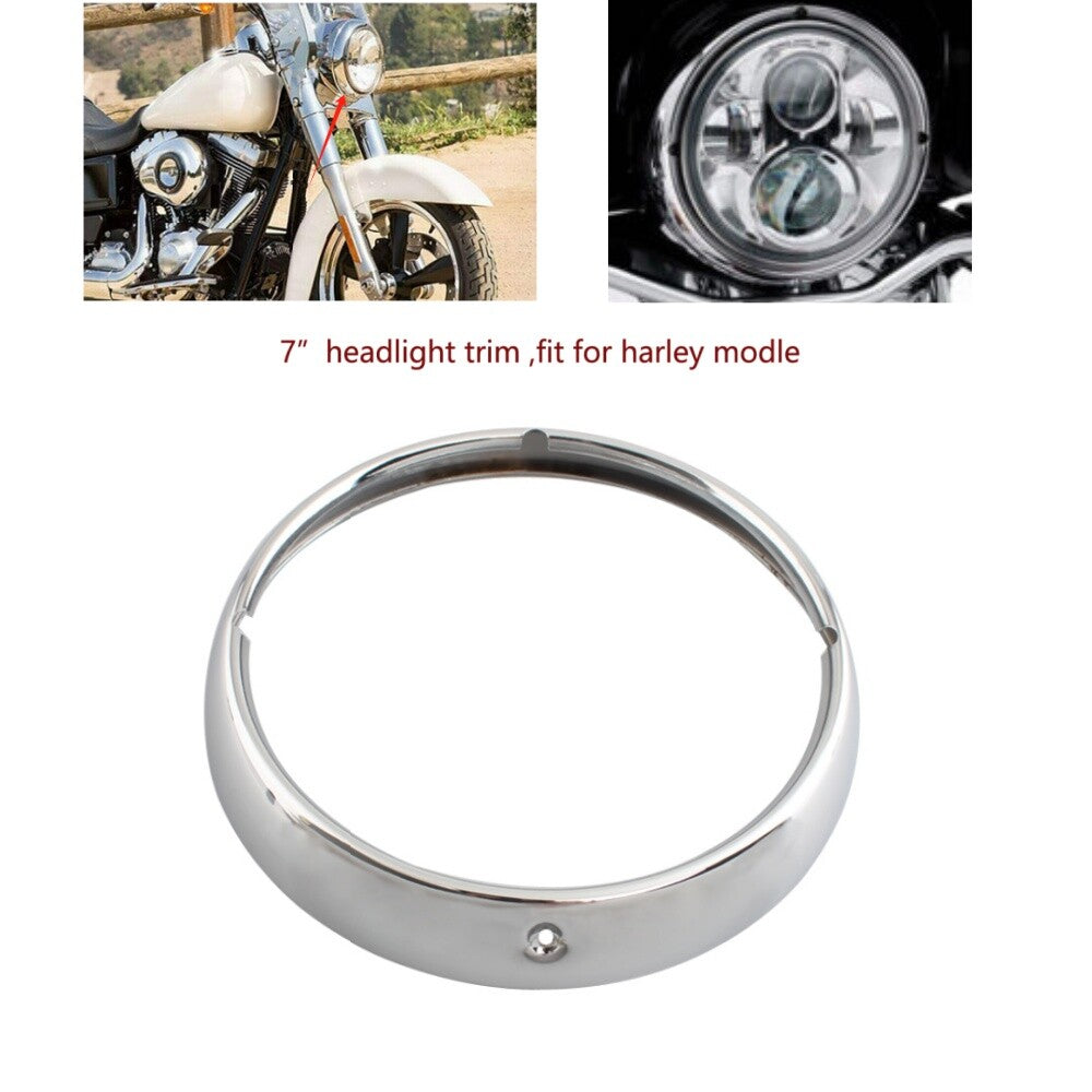 Chrome 7'' Headlight Lights Lamp Decorate Trim Ring for Harley Touring Road King