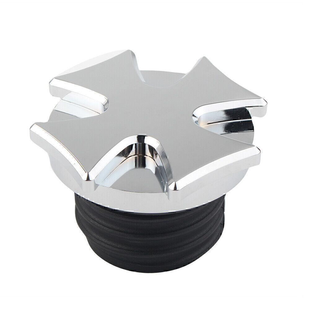 Chrome Cross Gas Cap Fuel Tank Thread for Harley Dyna Sportster XL Road King Q