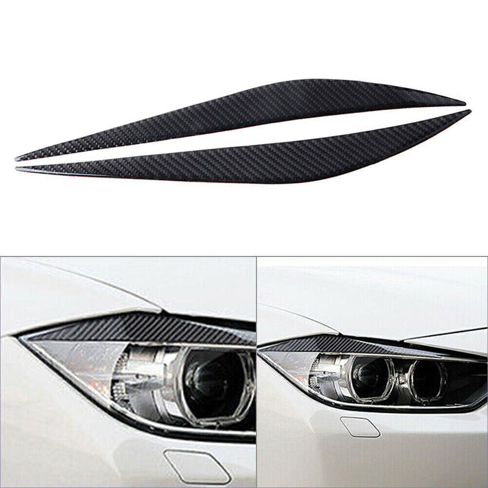 2X Carbon Fiber Headlight Eyebrow Eyelid Cover Fit for BMW 3 Series 2013-17 F30