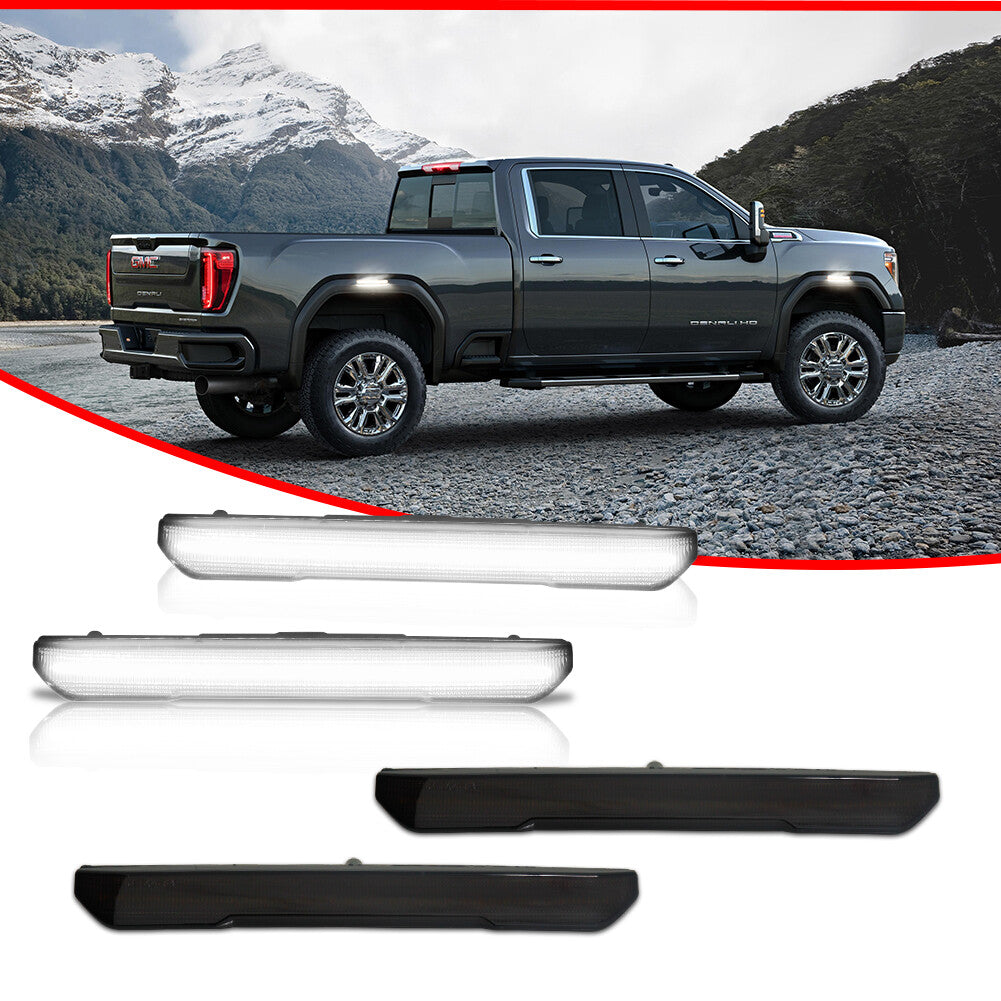Pack Smoked F/R White LED Side Marker Lights for 2020-2022 for GMC for Sierra 2500 3500HD - v