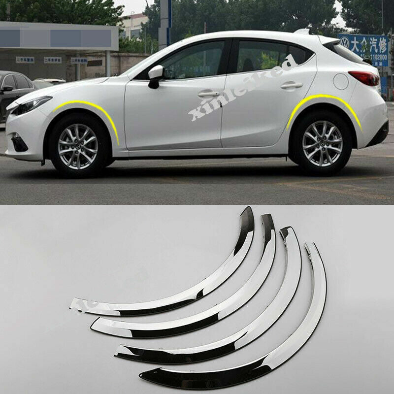 4x for Mazda 3 Axela 2014-2018 Chrome Stainless Fender Wheel Well Cover Trim Set