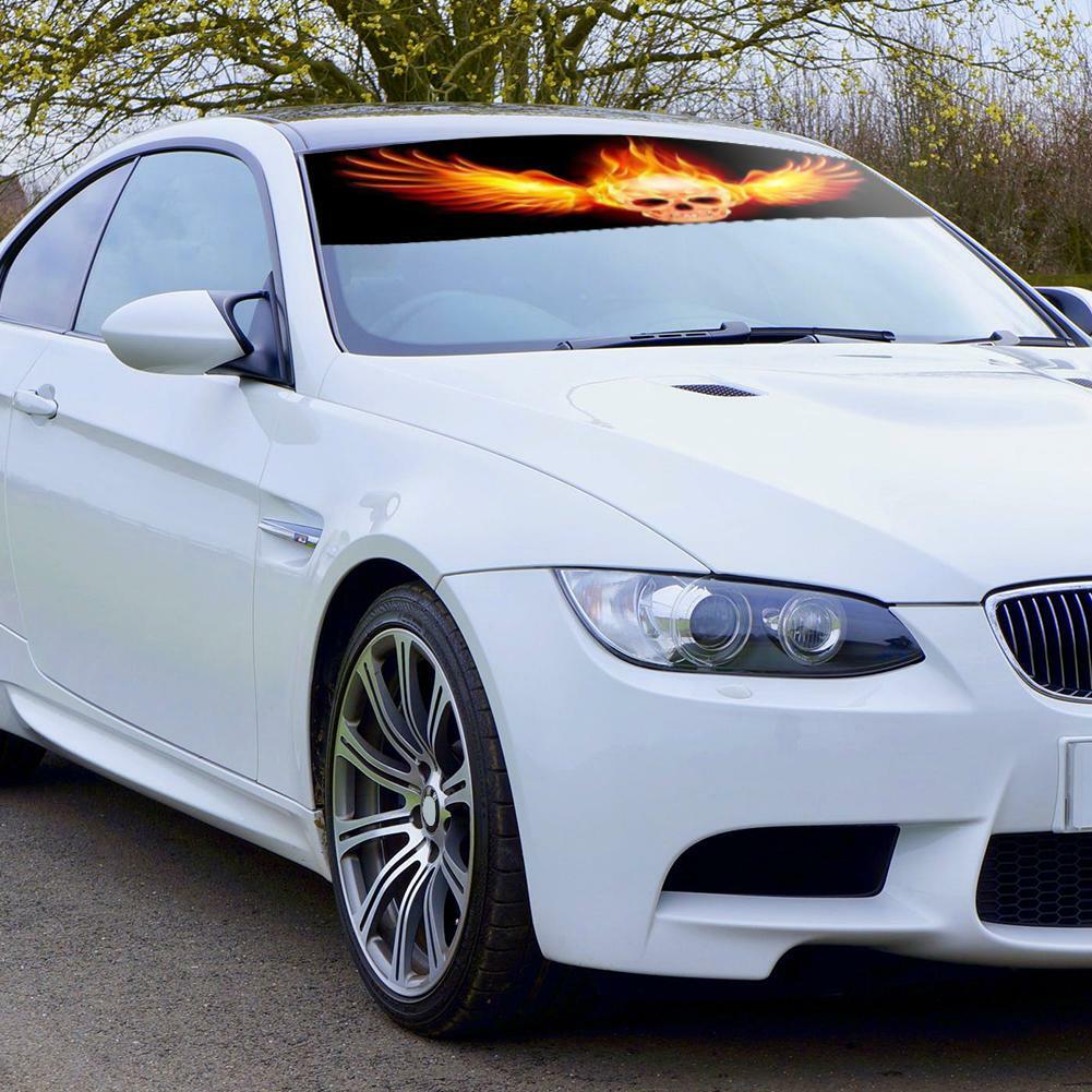 Car Front Windshield Sunshade Decal Window Yellow Eye Skull Sticker Waterproof