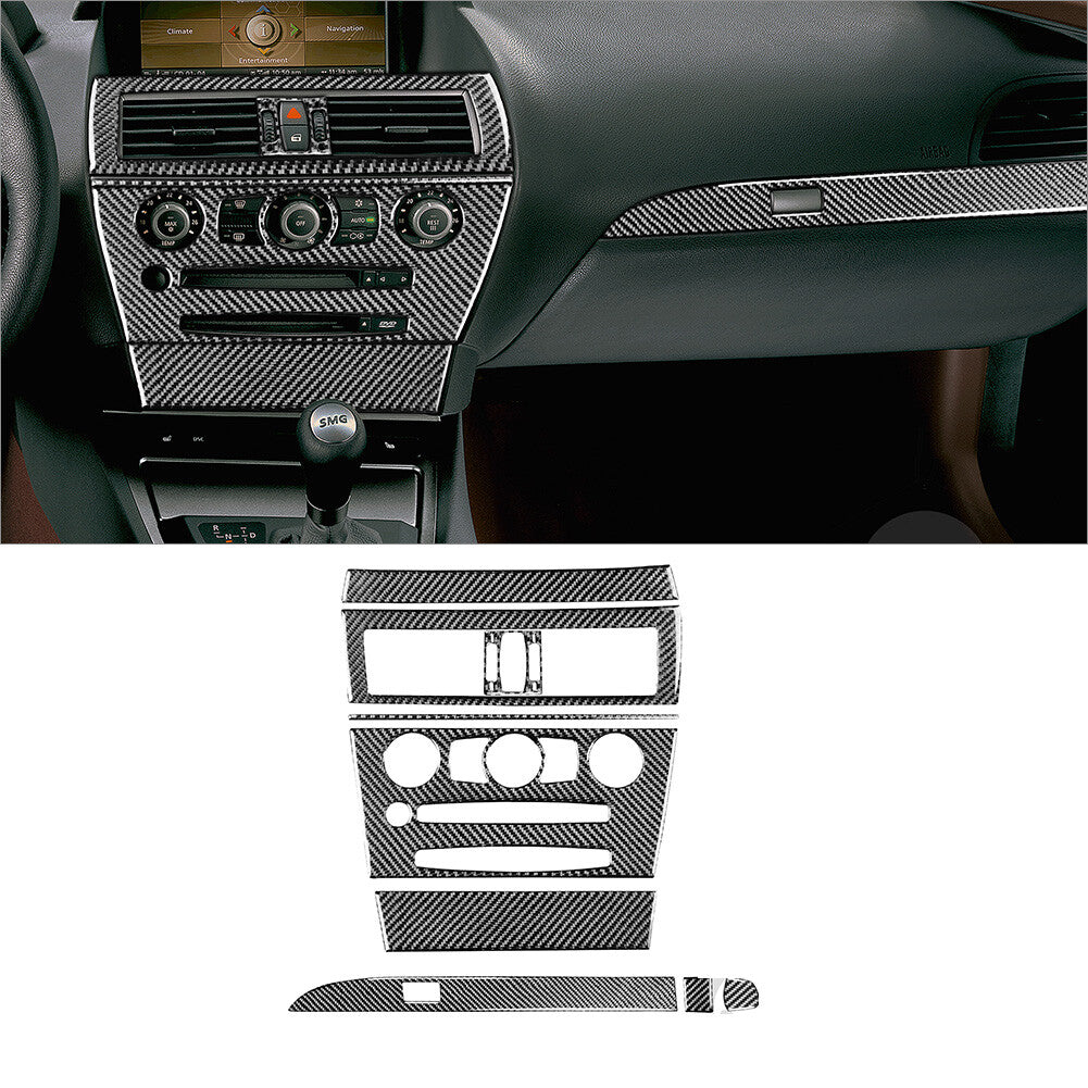 Red Carbon Fiber CD Panel Outer Frame Decorative Cover Trim For X3 2004-2010 v